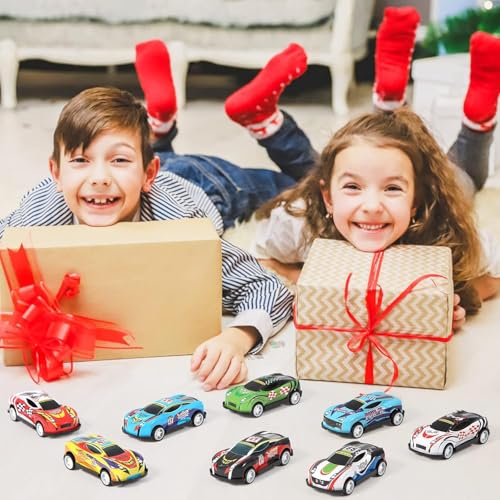 Image of SHOPOGENIX Toy Cars for Kids, 12 PCS Pull Back Race Cars Toys, Container Storage Box, Die Cast Metal Tay Set, Racing Pattern, Race Party, Small for Boys & Girls (Without Box-Multicolour-FBA)
