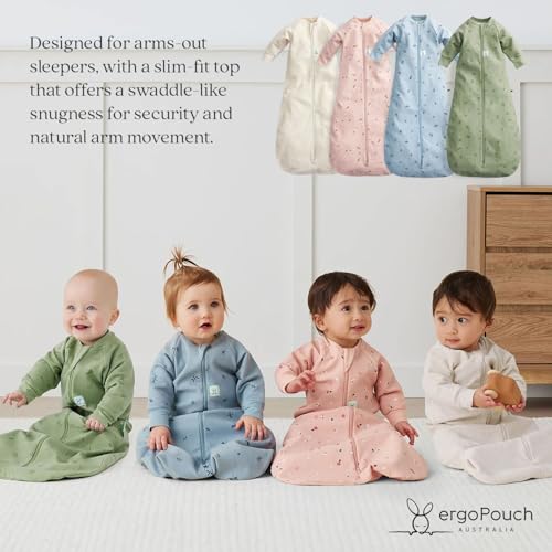 Image of ergoPouch Jersey Sleeping Bag 1.0 TOG - Arms-Out Baby Sleep Sack, Ideal Transition from Swaddling, Slim Fit Keeps Baby Secure & Comfortable, Soft Breathable Fabric (8-24 Months, Daisies)
