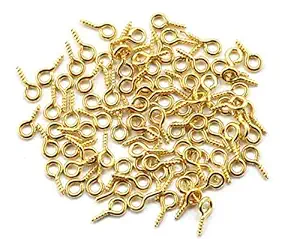 Tia Brass Mini Eye Pins Hooks Eyelets Screw Picture Frame Hanging, Wire Holding Screw- Golden, 20 x 10mm , 40pcs