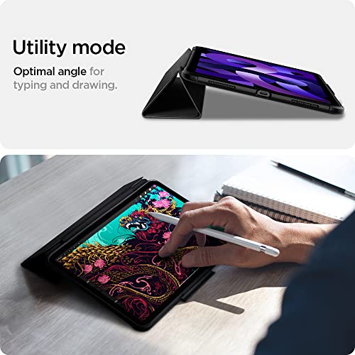 Image of Spigen for iPad Air 11 Inch Case M4 (2026), iPad Air 11 Inch Case M3 /M2 (2025-2024), 10.9 Inch 5th /4th Generation Case (2022 /2020), Rugged Armor Pro Protective Tri-Fold Cover with Pencil Holder, Black | Robust case with pencil holder, tri fold stand function, auto sleep and wake for M4-M2 (2026-2020) - black