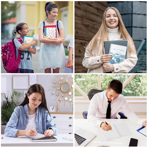 OFFCUP Notizbuch A5 Liniert, 4 Stück Spiralblock Notizheft, 60 Blatt/120 Seiten Notizblock, Notizbücher Schulheft Notebook Spirale Notizblock zum Tagebuch, College, Konferenz, Reise (Meersalzblumen)