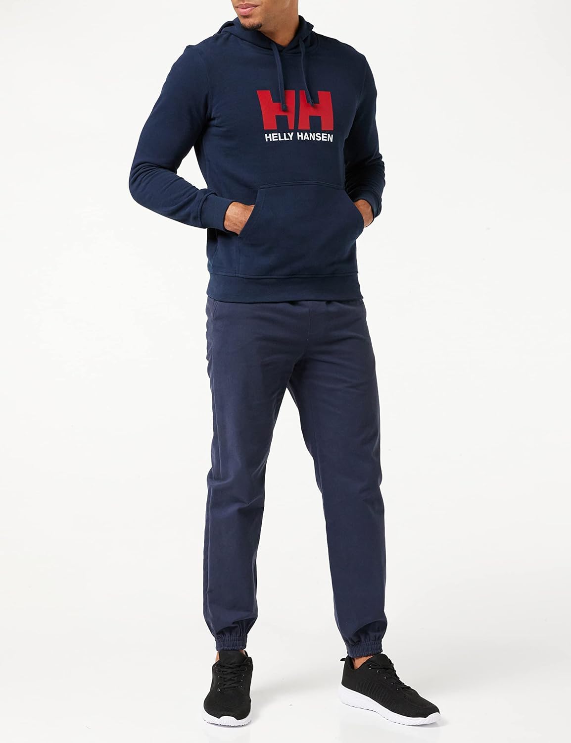 Helly Hansen Logo Hoodie Sudadera para Hombre con Capucha, Sudadera Casual de algodón para Uso Diario y Actividades al Aire Libre + Unisex Logo Cap, Azul Marino, STD