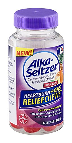 Alka-Seltzer Heartburn + Gas ReliefChews Chewable Tablets, Tropical Punch 32 ea ( Pack of 3)