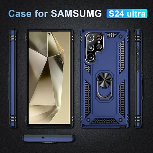 Coque Samsung S24 Ultra blindée bleue accessoire antichoc avec protège écran - 6