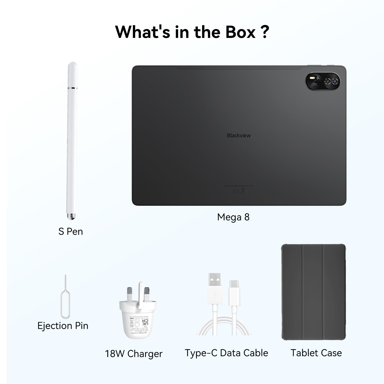 Blackview 13 inch Tablets with pen, Large Screen Android Tablet, Dual SIM Card Slot, 4G LTE, 5G WIFI, 36GB + 256GB, 11000mAh, 13MP + 50 MP AI Camera, GPS/Widevine L1/Face ID/OTG/Case