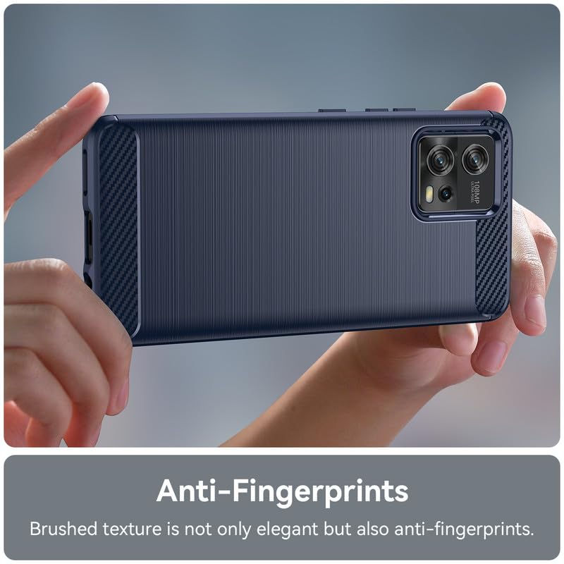 Image of Hybrid Carbon Fiber Back Case for Motorola Moto G72 (Blue)