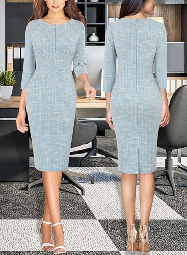 Image of VFSHOW Womens Slim Zipper Up Work Business Office Party Bodycon Pencil Sheath Dress