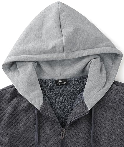 Image of GEEK LIGHTING Mens Fleece Lined Hoodies Zip Up Waffle Knit Thicken Hooded Sweatshirts Winter Jackets
