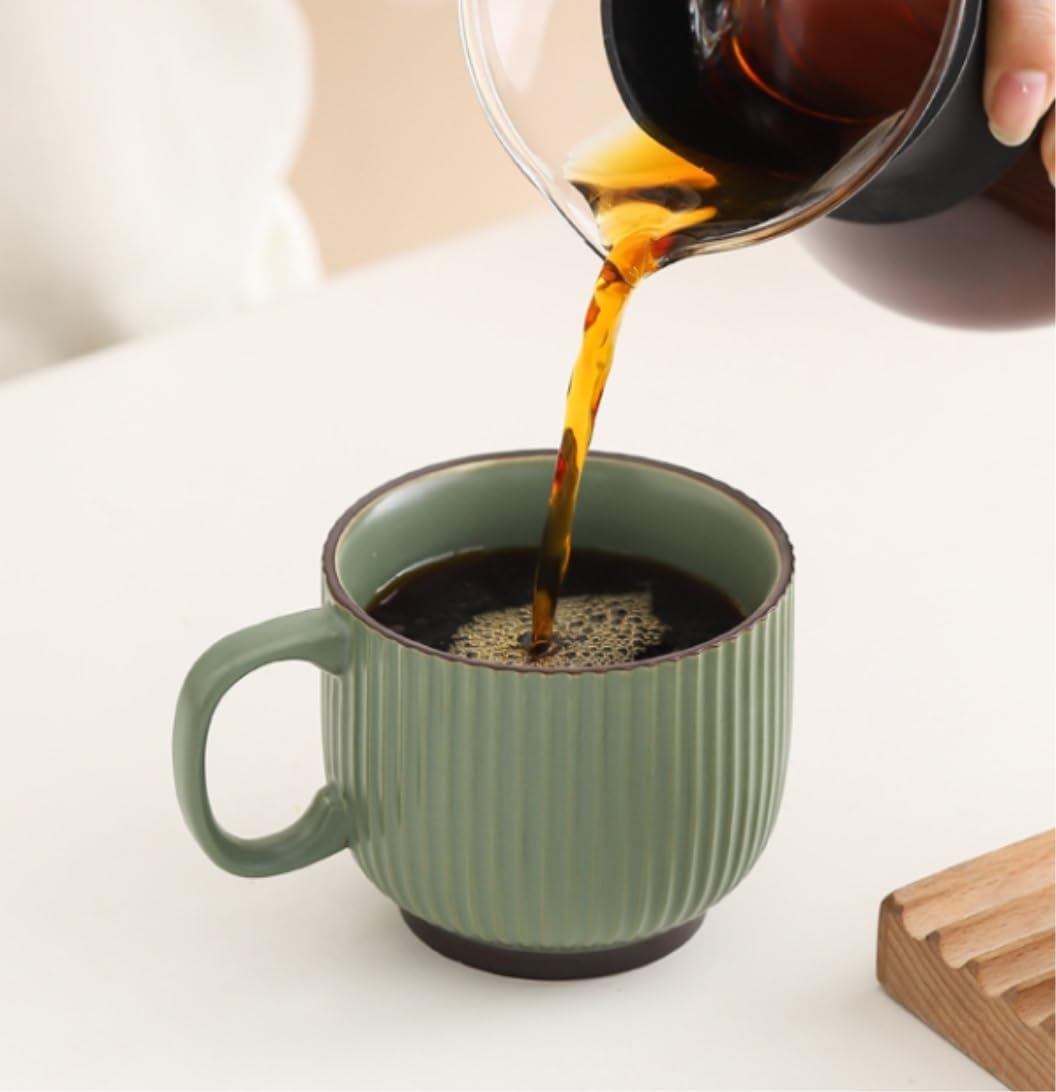 Tazza Cappuccino, Tazze Tazza Tazza in Ceramica a Righe in Rilievo Tazza da Bere per la casa Tazza da caffè per Ragazza Tazza da tè per Ufficio Semplice Tazze da caffè Moka(B)