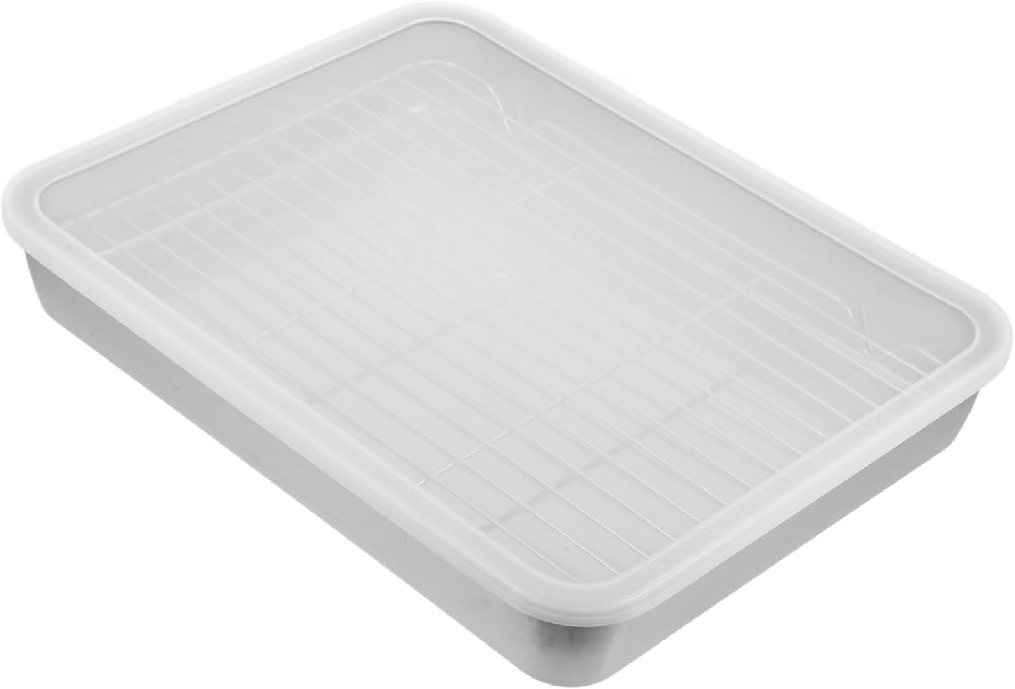 Stainless Steel Rectangular Roasting Pan Rack and Cover Versatile Baking Tray for Cooking Meats and Vegetables Effortless Cleaning