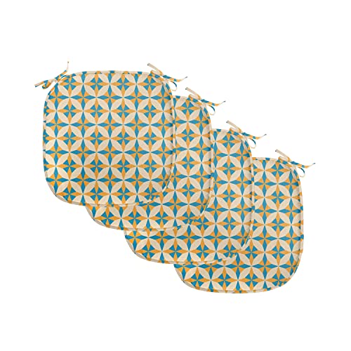 Ambesonne Geometric Chair Seating Cushion Set of 4, Abstract Geometric