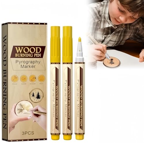 Bploar Wood Burning Pen Holzbrennstift-Sets 3 Stück Marker zum Brennen von Holz Holzbrandstifte zum DIY Holzmalerei präzise und einfach zu bedienen Geeignet für Anfänger und Profis