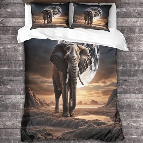Housse de couette elephant afrique 200x200 parure lit microfibre - 4