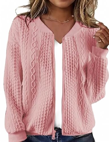 Image of Larmliss Women's Zip Up Cardigan Sweater Hoodies Long Sleeve Jacket Crewneck Casual Outerwear Spring Fall Trendy Coat Outfits