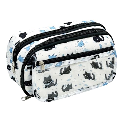 Image of FunBlast Pencil Pouch For GirlsKawaii Pencil Pouch, Aesthetic Pencil Case Organizer, Large Capacity Stationary Organizer Case, Multipurpose Zipper Pouch For Kids & Adults (Catprint),multicolor