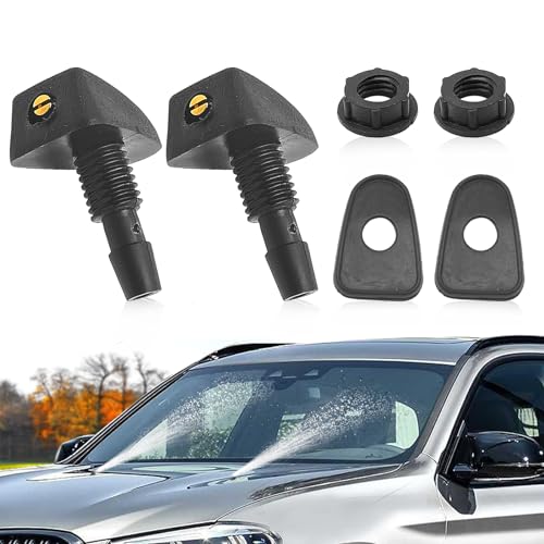 2 PCS Universal Windshield Washer Nozzle Arm Mounted Jets Nozzles, Car Windshield Wiper Spray Jet for Most Cars Included Brass Nozzle Adjuster.