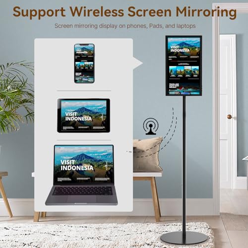 Image of Touch-Screen Self Service Kiosk, Interactive Digital Display Stand with Pedestal Base, Digital Signage,FHD Information Kiosk,Applicable for Content Query and Information Publishing (15.6 inches)