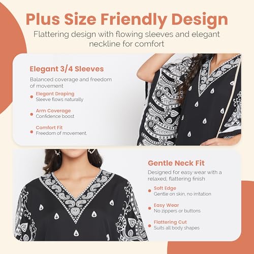 Image of Oussum Plus Size Kaftan Dresses for Women, Polyester Summer Caftan Cover Up Maxi Beach Dress, 1X-3X