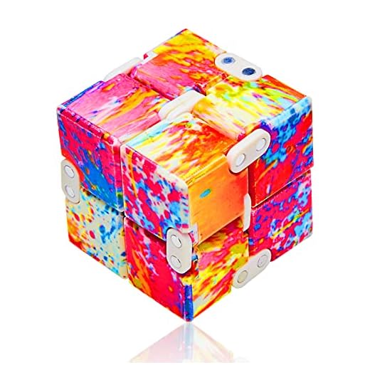 Yetech Infinity Cube Fidget Cube leksak, mode batikfärg version, stressavlastningsleksak för vuxna och barn, ADD, ADHD, autism, dödande tid skrivbordsleksak lämplig för kontorsanställda, klassrum