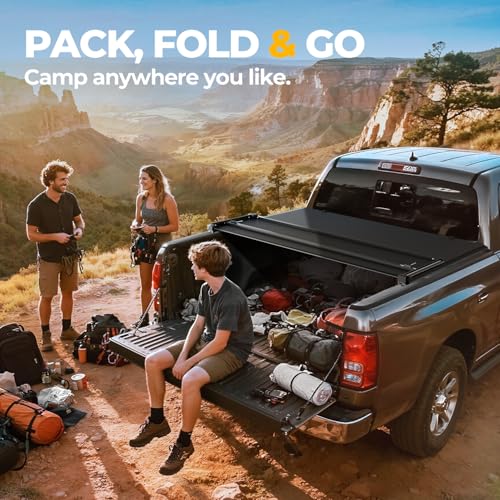 Image of Auto Dynasty Soft Tri-Fold Tonneau Cover for 19-24 Ram 1500 Classic 6.4FT | Truck Bed Cover for 19-24 Ram 1500 Classic, 09-18 Dodge Ram 1500, 03-25 Ram 2500 3500 6.4FT Fleetside Bed Without Rambox