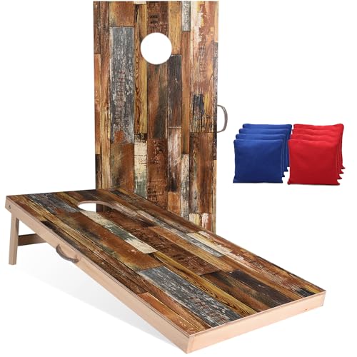 Image of Sportdo 4x2 ft Solid Wood Cornhole Set with 8 Bean Bags, Regulation Size Cornhole Board Set for Adults, Cornhole Game Set for Tailgate Backyard Toss Games Indoor&Outdoor Activities