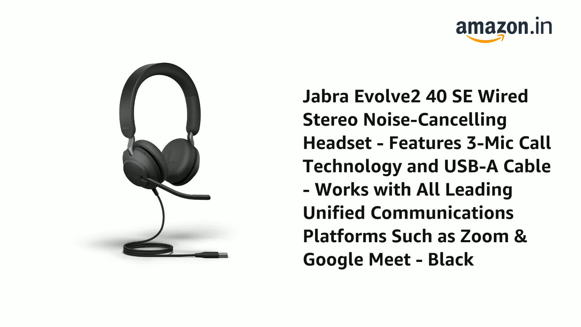Jabra Evolve2 40 SE Wired Stereo Noise-Cancelling Headset