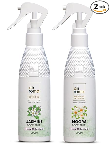 AIR-ROMA Combo of 2 Air Freshener Spray, Fragrance- Jasmine Flower & Mogra Magic (400ml)