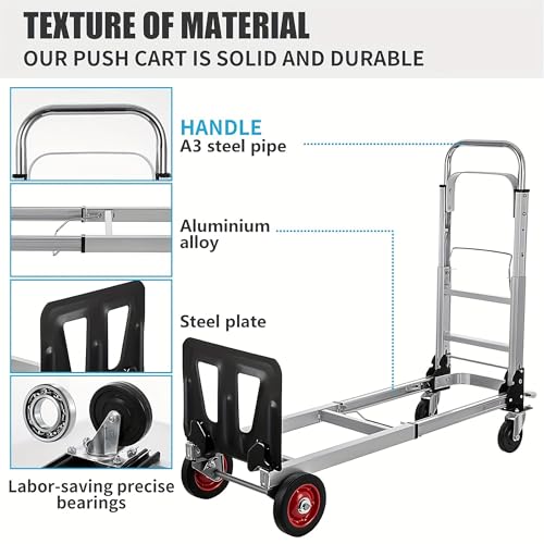 Carretilla plegable de mano con ruedas, carga 400 lb miniatura 5
