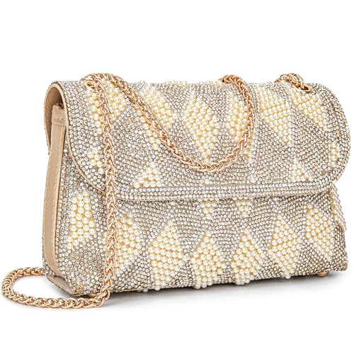 Image of BBTT.ful Pearls and Rhinestones Women's Evening Handbags Shoulder Bags Crossbody Bags for Women Clutch Purse with Chain
