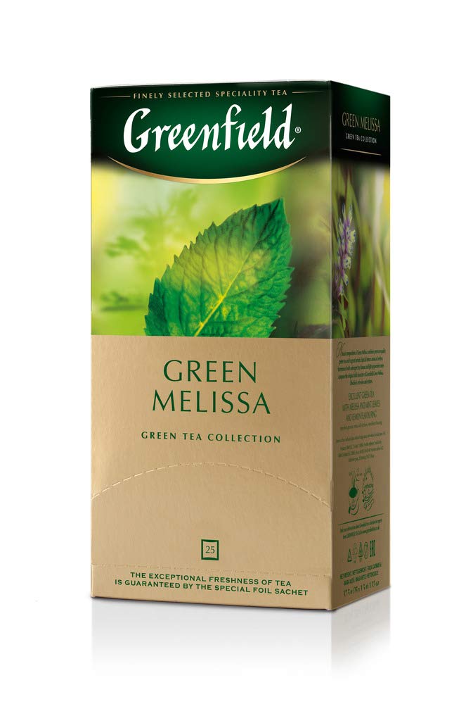 Greenfield Melissa, zielona herbata, 25 torebek herbaty w pudełku [10 sztuk]