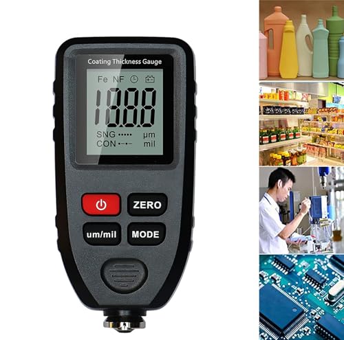 Medidor de espesor de pintura, comprobador de espesor de pintura para coches con sonda de alta sensibilidad, rango de medición 0-1300 um y resolución de 0.1 μM, auto detección y fácil lectura, para inspección de coches y laboratorio miniatura 1