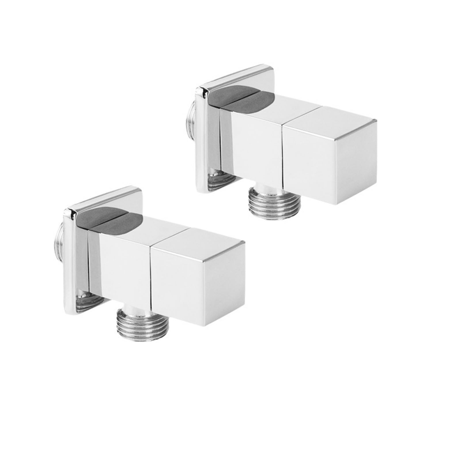 Yangshe White 2Pcs Solid Brass Angle Valve Quarter Turn 1/2" Outlet Square Shut Off Water Angle Stop Valve With Flange, Gold, Black, Chrome(White)