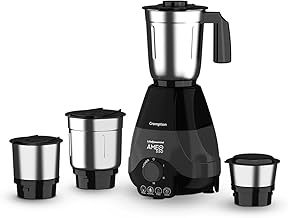 Crompton Ameo 550-Watt Mixer Grinder with MaxiGrind and Motor Vent-X Technology (4 Stainless Steel Jars, Black & BLue)