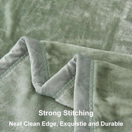 Image of JYK Fleece Plush Blanket - 3.5 LB, 1 Ply, Korean Mink, Queen 79 inch x 91 inch - Super Soft and Warm, Lightweight, Cozy Fuzzy Solid Color Green