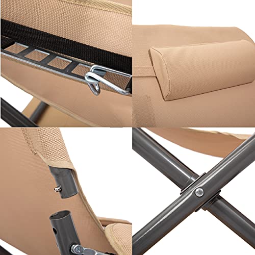 Chaise de camping pliable pour soulager le dos avec son dossier réglable en textilène