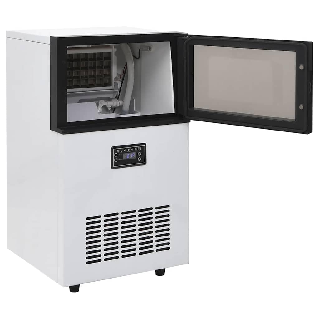 Máquina de hielo negra de acero inoxidable, 45 kg por 24 h, 36 cubos por ciclo, compresor, ventana transparente, para cocina, fiesta, verano, oficina y restaurante