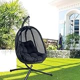 Home Luxe Texteline Black Swing Hanging Egg Chair with Cushion