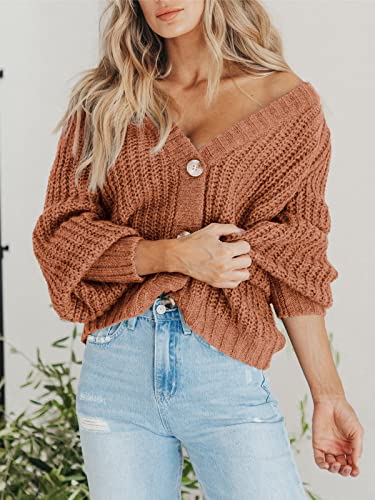 Image of PRETTYGARDEN Women's Chunky Knit Open Front Sweater Long Sleeve Button Loose Short Cardigan Outerwear Coats