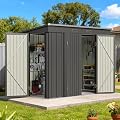Patiowell 8x4 FT Outdoor Storage Shed, Metal Sheds with 3 Lockable Doors