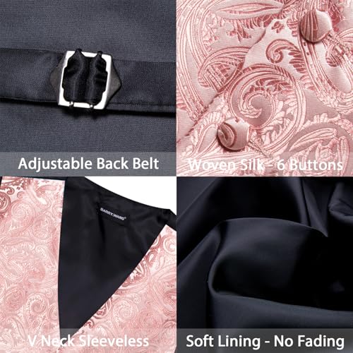 Image of Barry.Wang Men's Suit Vest Tie Bowtie Set Formal Silk Paisley Waistcoat Hanky Cufflinks Lapel Pin Set Wedding Party 7PCS