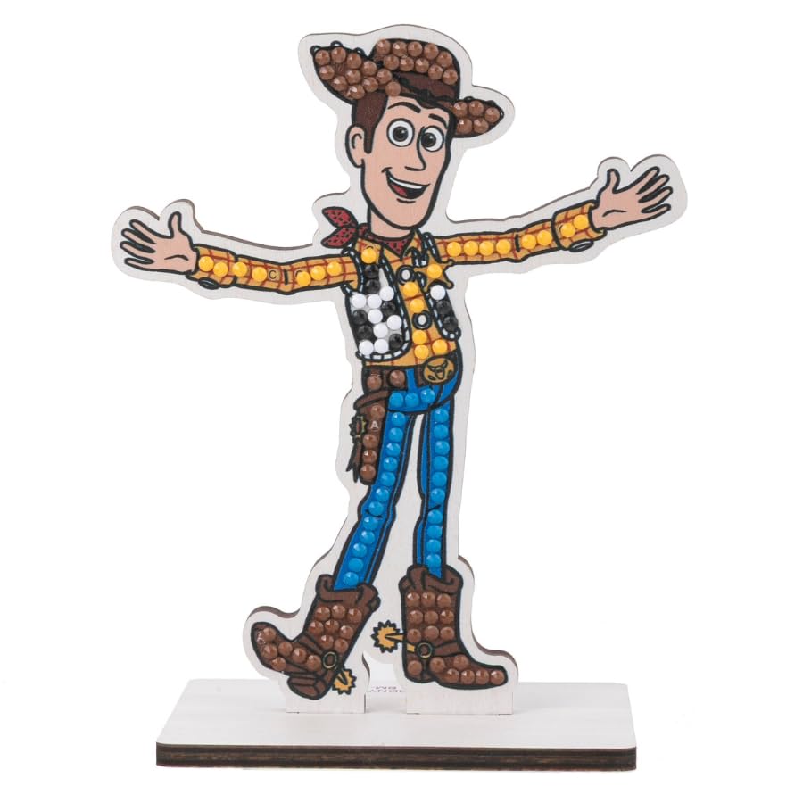 CRYSTAL ART Buddies - Kit Diamond Painting Originale, Woody - Toy Story, Diamantini in Resina Brillante, Set Creativo 6+ con Supporto in Legno, 11cm