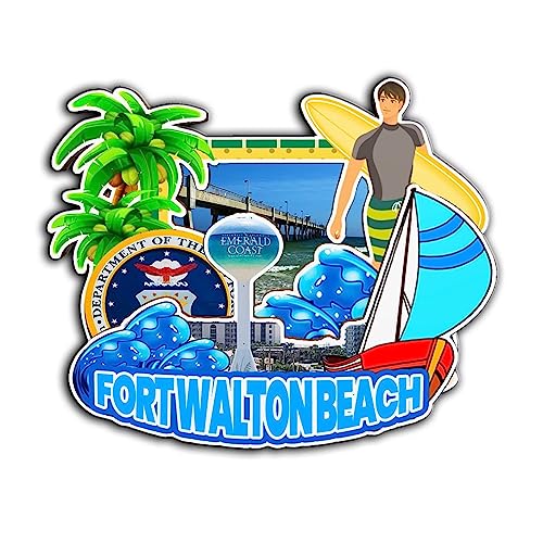 Imán de nevera de madera con monumentos 3D de Fort Walton Beach miniatura 1
