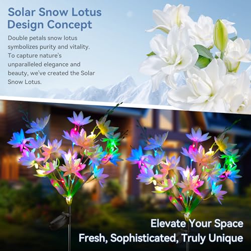 Neporal SOLAR GARDEN LIGHTS Flowers Outdoor Waterproof Ip65, 5-Head Snow Lotus With 20+ Flowers, 4-Color Light & 2 Lighting Modes, Decorative Solar Lights Outdoor Garden, Yard, Pathway, Flower Bed thumb #1