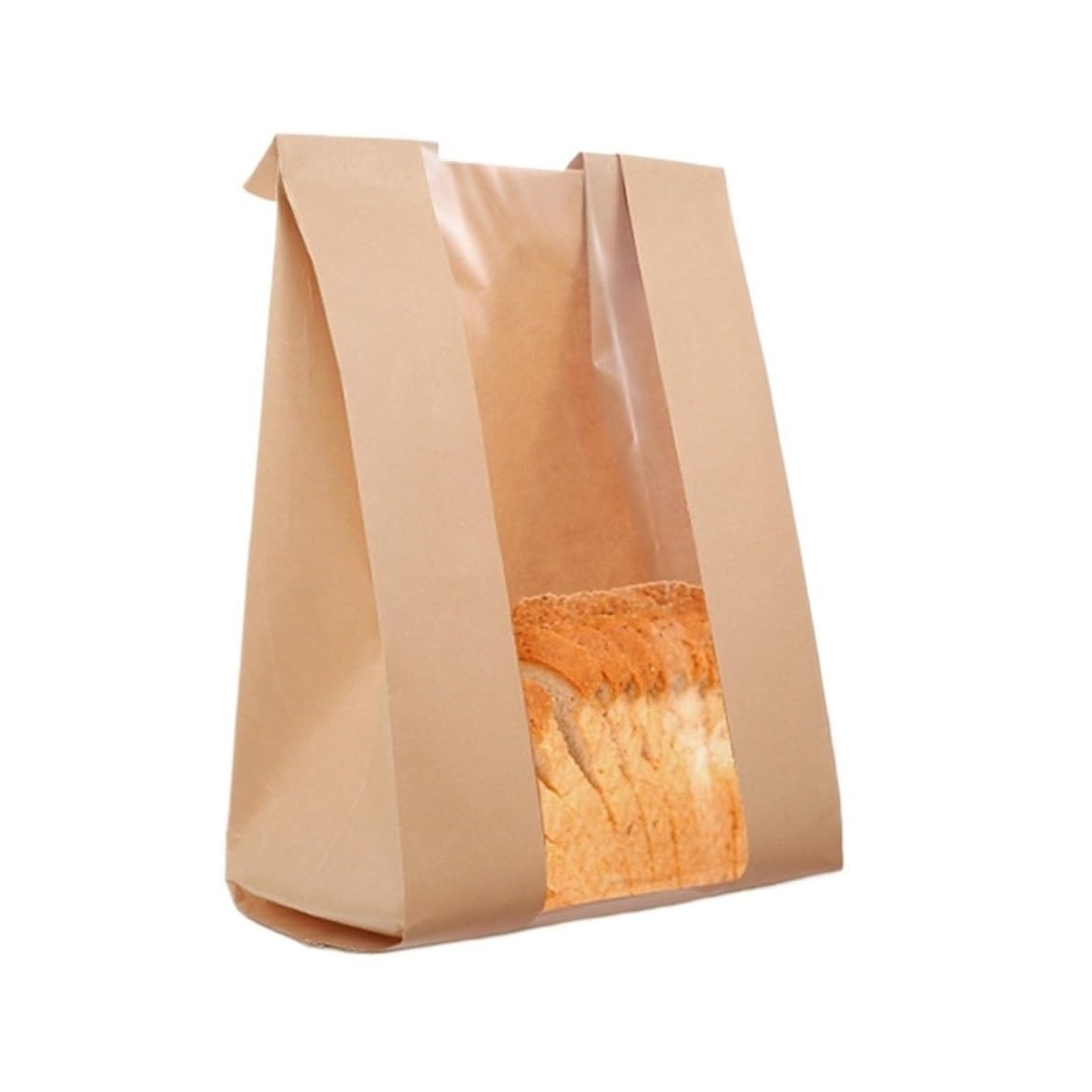 100Pcs Food Paper Bags Bread With Window Bottom Design For Cookies Bakery Packaging Toast Pouches for Bread