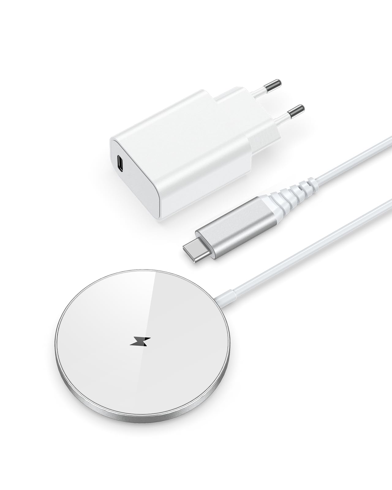 NANAMI MagSafe Ladegerät für iPhone mit 20W USB-C Adapter, Magnetisches Wireless Charger Induktive Kabelloses Ladepad Kompatibel mit iPhone 17 Air 16 Pro Max 15 Plus 14 13 12 Mini und AirPods 3 2 Pro