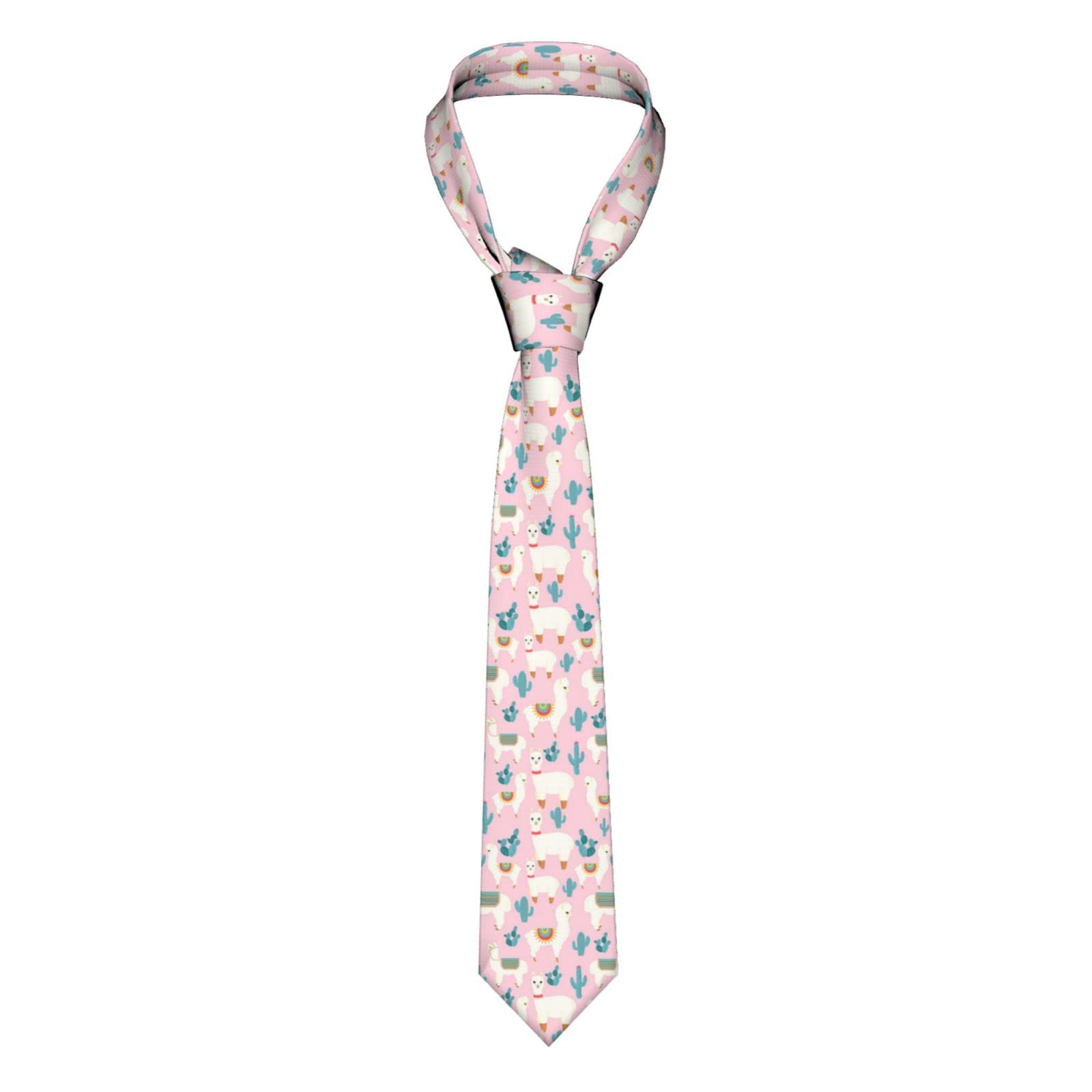 Qqlady Men's Black Llama Cactus Silk Tie Classic Fashion Necktie Woven Jacquard Neck Ties Wedding Business Ties, One Size