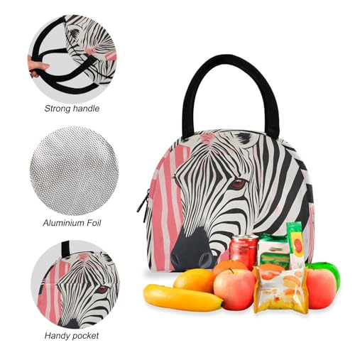 Backpack Lunch Bag Set Zebra Stripe Print, Big Storage Travel Backpacks with Insulated Lunch Box for Office Hiking Picnic4