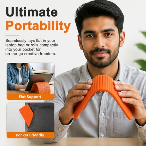 Image of ZORBES Silicone Phone Stand Aluminum Core Foldable Tablet Holder | Multi Angle Adjustable Support for Smartphones Tablets Laptops in Home Office or Travel Use