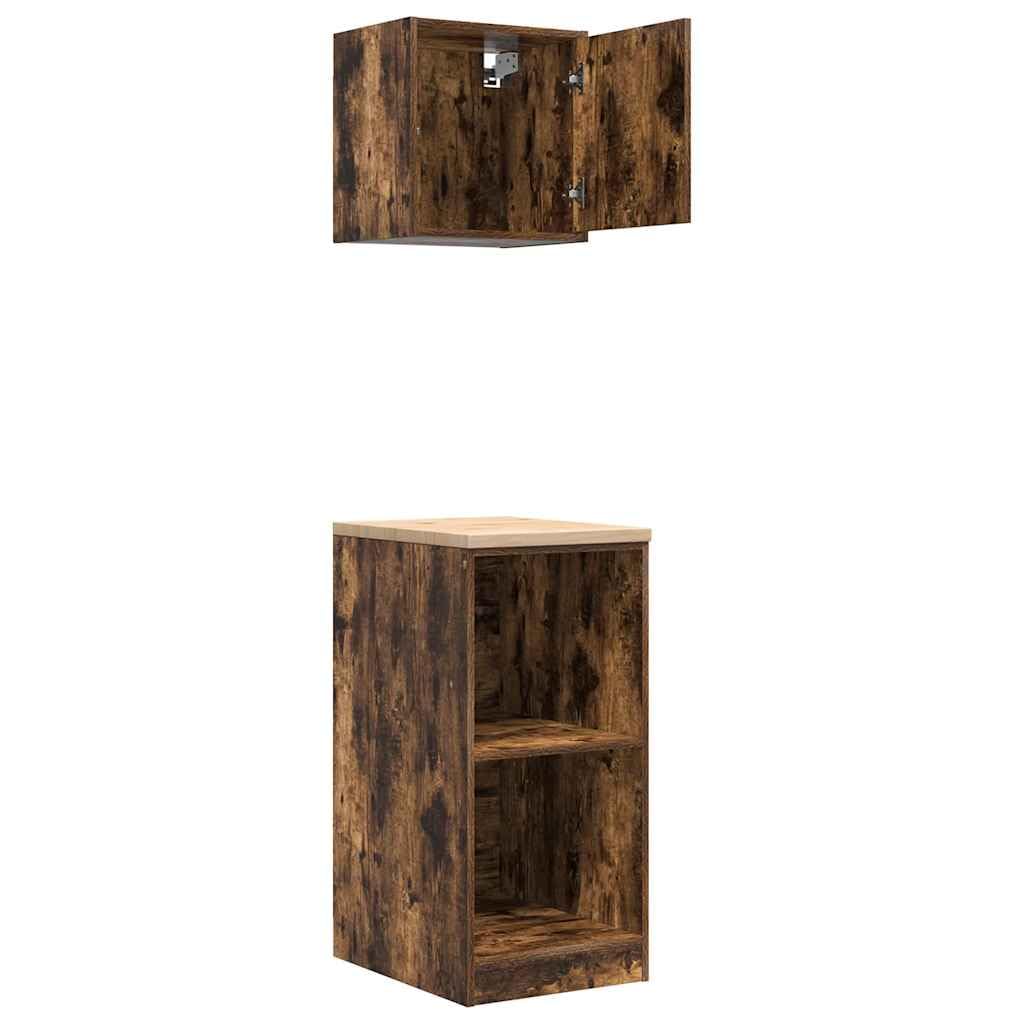 SKM Garagenschränke 2 STK. Räuchereiche Holzwerkstoff,Wirtschaft & Industrie, Gewerbliche Lagerung, Industrieschränke,Braun,26.05KG,3328273
