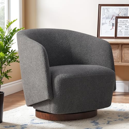Zihanhome Boucle Swivel Accent Chair Grey